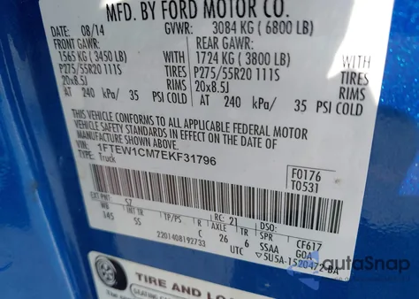 2014 Ford F150 Stx from USA, damaged, VIN 1FTEW1CM7EKF31796